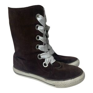 Converse Chuck Taylor Juniors Beverly Lace Up Xhi Brown Suede Tall Sneakers